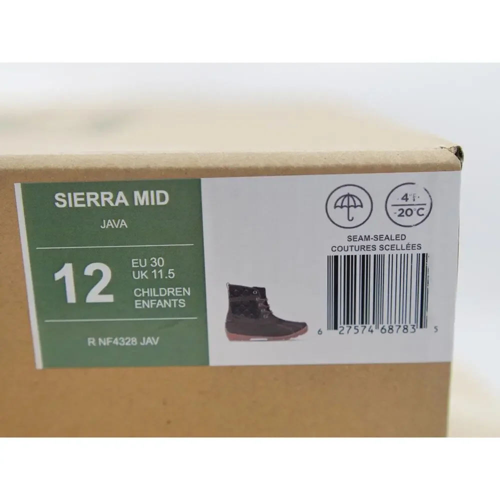 Kamik Sierra Mid Duck‎ Boots Girls Java Leather Waterproof Ankle Size 12